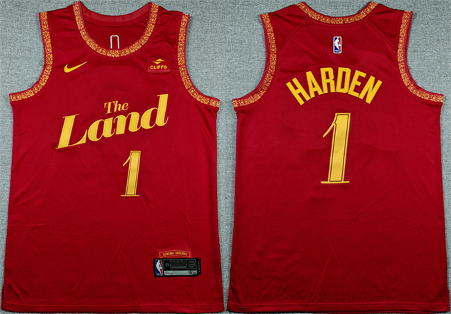 Men's Cleveland Cavaliers #1 James Harden Wine 2023/24 City Edition Stitched Jersey